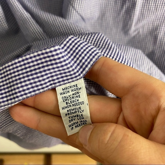 Ralph Lauren Checkered Button Down Shirt Sz 18 36/37 Blue - Picture 6 of 6